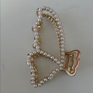 Pearl and Gold Butterfly Hair Clip